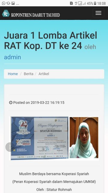 Ceritaku Menjadi Juara Lomba Artikel